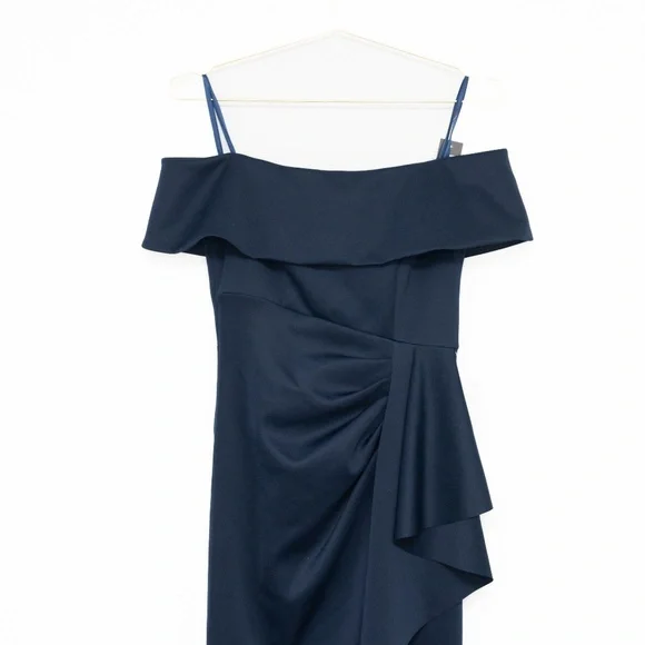 Xscape Jenny Long‎ Scuba Off The Shoulder Rouched Dress - Picture 9 of 12